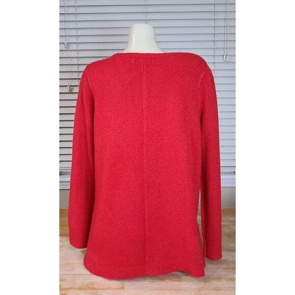 Size 10/12 Small Ellos Red with Gold Buttons Sweater - Picture 3 of 5